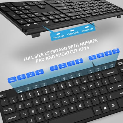 USB Wired Keyboard for Window,Comfortable Quiet Chocolate Keys, Durable Ultra-Slim Wired Computer Keyboard(QWERTY) for PC, Windows 11/10/8/7/XP/Vista KB1430 - color: Black