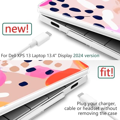 Batianda Blush Pink Stamens Case for Dell XPS 13 Laptop 2024 2025 | Fits Model 9340/9345/9350 13.4" Display, Lightweight Slim Hard Shell Protection for Women, Students and Floral Lovers - color: Pink stamens