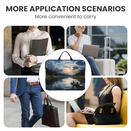 14 inch Laptop Sleeve with Handle Shockproof Laptop Bag Waterproof Computer Cover Bag Fishing Scenic Briefcase