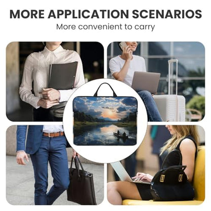 14 inch Laptop Sleeve with Handle Shockproof Laptop Bag Waterproof Computer Cover Bag Fishing Scenic Briefcase