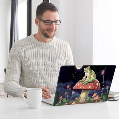 Universal Laptop Skin, DIY Cut-to-Fit Vinyl Cover Compatible with HP, Dell, Lenovo, Mac (13.3" to 15.6"), Anti-Scratch, No Residue & Bubble-Free Protective Decal Sticker, Frog Mushroom Moon - color: Frog Mushroom Moon