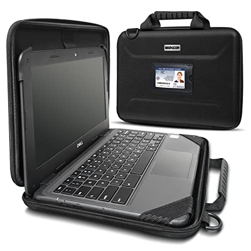 IBENZER EVA Stay-in Protective Case for 13"-15" MacBook Air/Asus/Acer/Samsung/HP/Lenovo Chromebook Laptop, Hardshell Laptop Bag & Shoulder Strap & Handle for K-12 Students, Work, EVA13-BK - size: 13 INCH