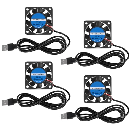 ACEIRMC 4pcs 40mm USB Brushless Cooling Fan 40mm x10mm DC 5V Quiet Cooling Fan 4010 Mini Computer Fan for Small Appliances Series Replacement - color: 4010 5V USB