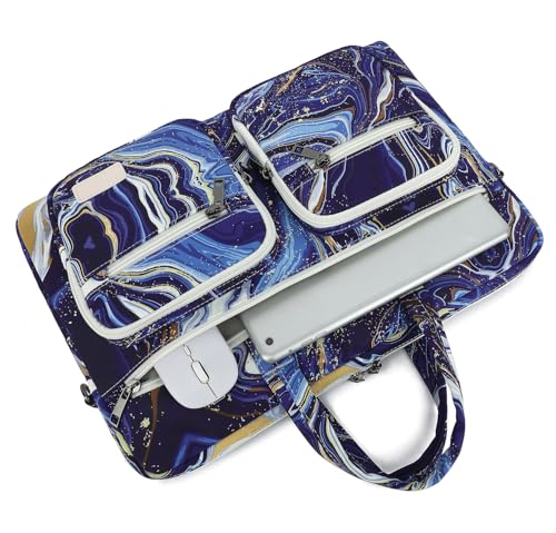 DACHEE Laptop Shoulder Bag for 15 Inch/15.6 Inch Macbook Pro - color: New Blue Marble