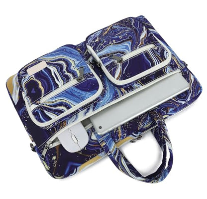 DACHEE Laptop Shoulder Bag for 15 Inch/15.6 Inch Macbook Pro - color: New Blue Marble