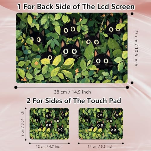 Laptop Skin Sticker Decal 12" 13" 13.3" 14" 15" 15.6",Waterproof Scratch Resistant Vinyl,Reusable Easy to Apply,for MacBook HP Dell Notebooks Netbooks Laptop,2 Wrist Pads,Cat Plant - color: Cat Plant