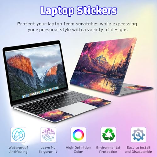 Universal Laptop Skin Sticker Decal, Compatible with MacBook HP Dell Lenovo 12"-15.6", Reusable Vinyl Notebook Cover 3PCS Set, High-Recognition Film-Galaxy Mountains with Lake - color: Galaxy mountains with lake