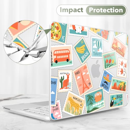 Compatible with MacBook Neo 13 inch (2026 Release A3404) (A18 Pro) with Liquid Retina Display, Printed Slim Protective Case with Screen Protector & Keybaord Cover, Post Stamps - color: Post stamps