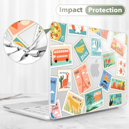 Compatible with MacBook Neo 13 inch (2026 Release A3404) (A18 Pro) with Liquid Retina Display, Printed Slim Protective Case with Screen Protector & Keybaord Cover, Post Stamps - color: Post stamps