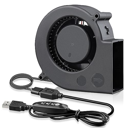 GDSTIME 97mm USB Blower Fan with 3 Speeds Control, 5V Powered 9733 DC Brushless Squirrel Cage Blowers Centrifugal Cooling Fans - size: 97mm x 33mm