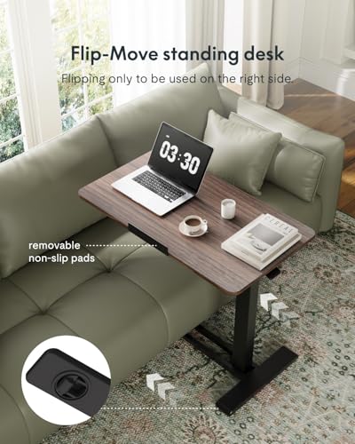 FLEXISPOT H7 PRO 90° Tiltable Mobile Overbed Table with Pneumatic Lift,28'' | Foldable bedside table with adjustable desktop for laptop, Rolling Computer Cart and bed sofa.27.6" W x 15.7" D,Rustic Brown - color: Rustic Brown, size: 28x16