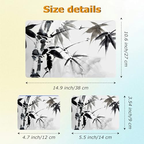 Universal Laptop Skin Sticker with 2 Wrist Pad Decals, 3-Piece Removable Vinyl Laptop Cover, Black Bamboo Waterproof Anti-Scratch, Easy-Trim Fit for 13.3" 14" 15.6" Laptops - color: Black Bamboo