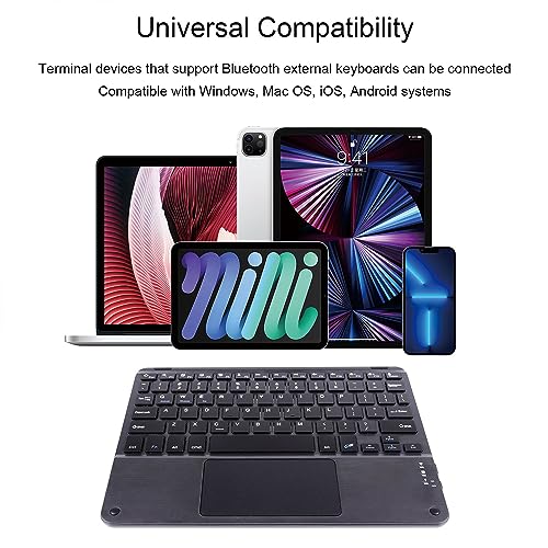 Ultra Slim Bluetooth Keyboard with Touchpad for iPad, Rechargeable Portable Wireless Keyboard for iPad Pro/Air/Mini, iPhone, Samsung Galaxy, Tablet, and Other iOS Android Windows Devices (Black) - color: black