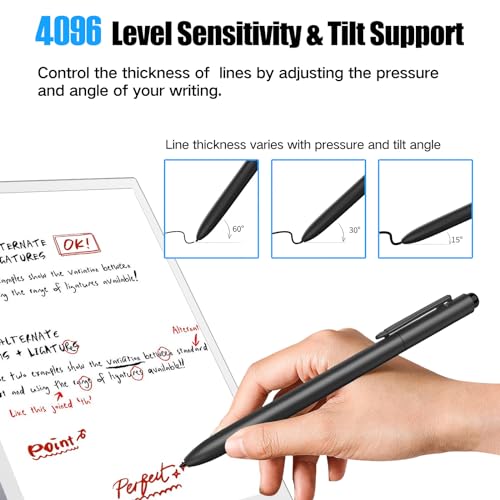 Jvkzaen EMR Stylus Compatible with Remarkable 2, Replacement Digital Pen with Eraser, 4096 Pressure Levels, Tilt Support, Palm Rejection, for Remarkable/Samsung/Kindle Scribe Devices(3 Pen Tips)