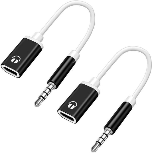 Jowxsx 2 Pcs 3.5mm Male to TypeC Female Audio Cable Cord 3.5mm Analog Cable Type-C Converter Earphone Adapter Compatible with MP3 Players, Laptops, Tablets, Smartphone Cables and Adapters (Black) - color: Black