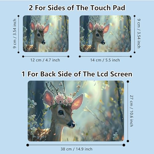 Universal Laptop Skin Sticker with 2 Wrist Pad Skins, Waterproof Scratch Resistant Vinyl Laptop Cover Decal, Cut to Fit for 11–15.6 Inch MacBook HP Dell Lenovo, Baby Deer - color: Baby Deer
