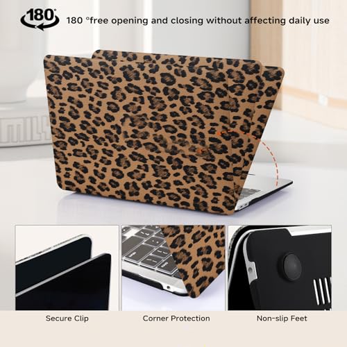 Compatible with MacBook Air 13 inch Case (2010-2017 Release). Models: A1466 / A1369,Leather Leopard Print for Mac Air 13 Older Version,Cheetah Case with Keyboard Cover,Leopard Brown - color: Leopard Brown, size: 2010-2017 Macbook Air 13 inch