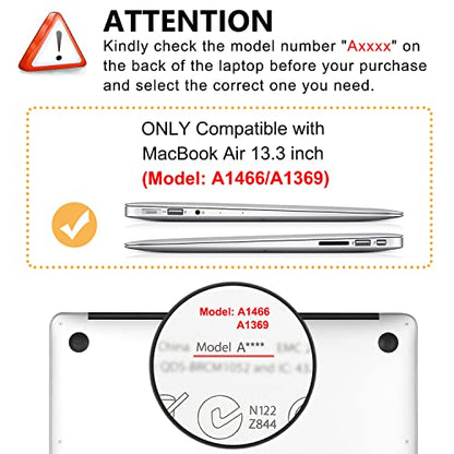Crystal Clear Case for MacBook Air 13 inch A1466 A1369 2010-2017 Release, 5 in 1 Plastic Hard Shell&Keyboard Cover&Screen Protector&Webcam Cover, Transparent - color: Clear