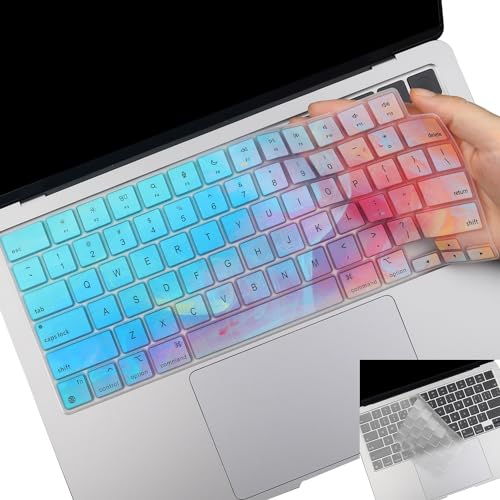 2 Pack Keyboard Cover Skin for 2026-2023 MacBook Air 13" 15" M5 M4 M3 M2, 2026-2021 MacBook Pro 14" 16" M5 M4 M3 M2 M1 Pro/Max, 14.2" 16.2" MacBook Pro /13.6" 15.3" MacBook Air, US, Stylish Colorful - color: Colorful+TPU