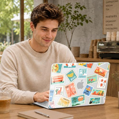 Compatible with MacBook Neo 13 inch (2026 Release A3404) (A18 Pro) with Liquid Retina Display, Printed Slim Protective Case with Screen Protector & Keybaord Cover, Post Stamps - color: Post stamps