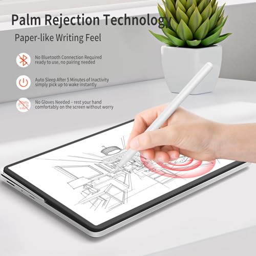 Rechargeable MPP 2.0 Tilt Stylus Pen for ASUS, 4096 Pressure Palm Rejection | Compatible with ASUS Zenbook Vivobook, Transformer, ROG, ExpertBook, HP, Surface Pro, DELL, Ideal for Drawing & Note-Taking - color: 4096-White