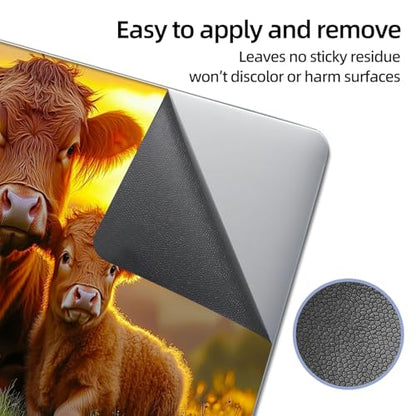 Universal Laptop Skin Sticker Decal, 12"-15.6" Aesthetic Vinyl Wrap, Highland Cow Sunset Waterproof Notebook Cover Art Protector for MacBook HP Dell Lenovo, Fits 13" 14" 15" 15.6" - color: Highland Cow Sunset