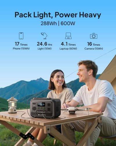 BLUETTI Elite 30 V2 Portable Power Station, 288Wh 600W LFP Solar Generator | Power Lifting 1500W with AC Outlets, 0-100% in 70 Min, Battery Backup for Camping, Trip, Outage with Solar Charging Cable - style: BLUETTI Elite 30 V2+Solar Charging Cable