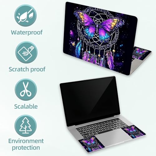 Universal Laptop Skin Decal, 3-Piece Vinyl Protector for 12 13 14 15.6" Notebook, Waterproof Anti-Scratch, Easy Trim & Bubble-Free Finish, Butterfly with Wings is Flying - color: Butterfly with Wings is Flying