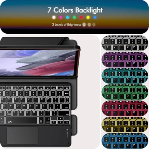 Wireless Backlit Bluetooth Keyboard with Touchpad,10 inch Ultra Slim 7 Colors Backlit Portable Rechargeable Keyboard with Trackpad for IPad/IPad Pro iOS Android Tablets Windows Laptop PC(black) - color: black