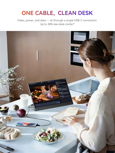 UPERFECT Portable Monitor, 15.6" 1080P Ultra-Slim IPS Display | 125% sRGB, USB-C & HDMI, Plug & Play, Built-In Stand, Dual Speakers, Portable Gaming Screen for Laptop & Console - size: 15.6"