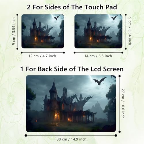 Laptop Skin Sticker Decal, Universal Reusable Vinyl Laptop Cover for 12" 13" 13.3" 14" 15" 15.4" 15.6" Notebook PC, Waterproof Scratch-Resistant with 2 Wrist Pads, Easy to Apply & Remove,Castle Bat - color: Castle Bat