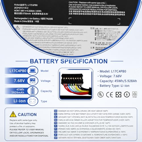 L17C4PB0 L17M4PB0 L17C4PB2 Laptop Battery for Lenovo Flex 6-14IKB 6-14ARR IdeaPad 530S-14ARR 530S-14IKB 530S-15IKB Yoga 530-14ARR 530-14IKB XiaoXin Air 14IKBR 15IKBR 15ARR 15IWL Series