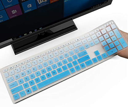 Keyboard Cover for HP Pavilion 27 All in One PC 27-xa0014/27 Xa0055Ng/0370Nd/0076Hk/0010Na, HP Pavilion 24-inch 24-xa0020 Xa0002A Xa0032 xa0013w, HP Pavilion All in One Keyboard Cover, Ombre Blue - color: Ombre Blue