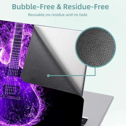 Universal Laptop Skin Decal, 3-Piece Vinyl Protector for 12 13 14 15.6" Notebook, Waterproof Anti-Scratch, Easy Trim & Bubble-Free Finish, Purple Flame Guitar - color: Purple Flame Guitar