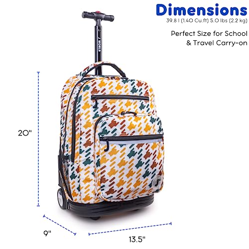 J World Sundance Laptop Rolling Backpack for Girls Boys. Roller Bookbag with Wheels, 20 Inch, Vivid Tweed - color: Vivid Tweed