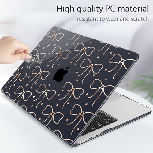 Tuiklol for MacBook Air 13 inch Case M5 2026 M4 2025 M3 2024 M2 2022 Release Model A3449 A3240 A3113 A2681,Plastic Hard Shell Cover for MacBook Air 13.6 with Touch ID, Gold Bow - color: Gold Bow