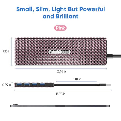 USB to USB C Adapter, YaimhSound Multi USB Port for Laptop, Pink USB Hub 3.0 for PC, MacBook, Mac Pro, Surface, Flash Drive, SSD, Keyboard, Mouse, Camera, Gaming - size: Pink A+C to 4 USB