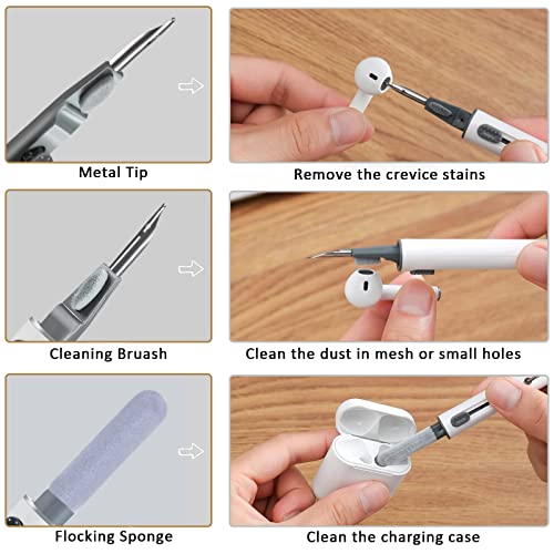 2Pcs Earbud Cleaning kit， Multi-Function Cleaning Pen with Soft Brush Flocking Sponge，Suitable for Bluetooth Headset, Charging Box, Mobile Phone, Earbud - color: 2PCS(White)