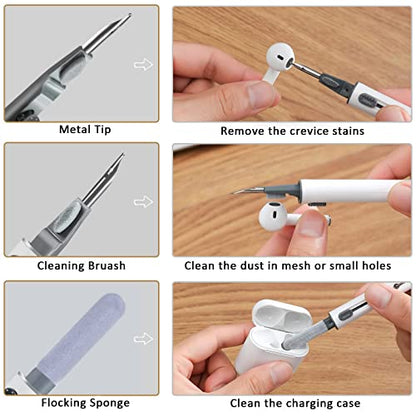 2Pcs Earbud Cleaning kit， Multi-Function Cleaning Pen with Soft Brush Flocking Sponge，Suitable for Bluetooth Headset, Charging Box, Mobile Phone, Earbud - color: 2PCS(White)