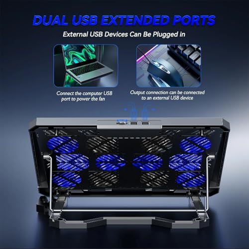 Laptop Cooling pad for Hp Envy x360 Convertible 13-bd0004tu 13-bd0020tu Gaming laptops, Laptop Cooler with 8 Fan, Adjustable Speed, 5-Level Height Adjustment, Mute Silent,Built-in Phone Stand