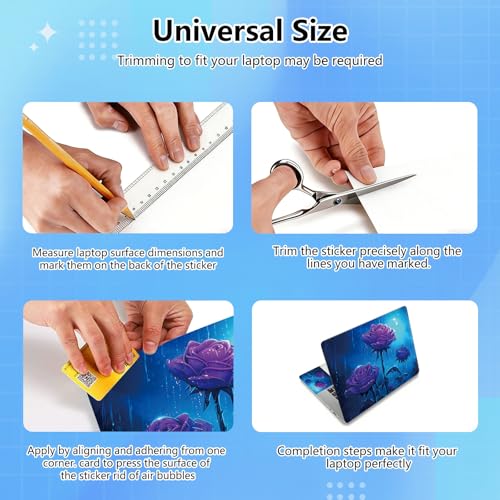 Universal Laptop Skin Sticker Decal for 11.6”12" 13" 13.3" 14" 15" 15.4" 15.6" Reusable Waterproof Scratch-Scratch Resistant Protective Vinyl Laptop Skin Stickers - Purple Roses Flower in The Rain - color: Purple Roses Flower in the Rain