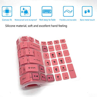 2Pack Keyboard Cover for Acer Nitro 5 AN515-43/44/45/54/55/56/57/58 AN517-51/52/53/54, Nitro 7 AN715-51/52 17.3", Acer Predator Helios 300 PH315-52/53/54/55 PH317-53/54 15.6" 17.3" US Laptop - color: Pink+Clear
