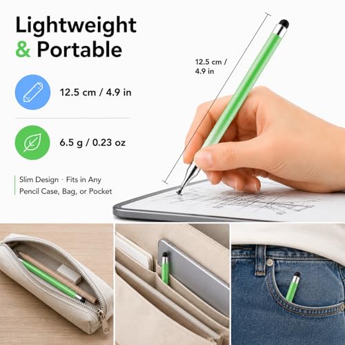 Stylus Pens for Touch Screens, Universal 2 in 1 Stylus Pen for iPad Compatible with iPhone, iPad, Android, Microsoft Tablets, Phones, Surface,[5 Pack]-Blue,Green,Pink,Purple,Yellow - size: 5 Pack