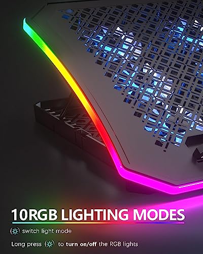 KeiBn 8 Fans Blue & 6 Fans Red Laptop Cooling Pad, Laptop Cooler for 15.6-17.3 Inch Laptops with 7 Height Stands, 2 USB Ports,10 RGB Modes