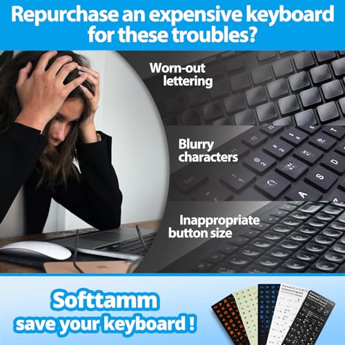 English Keyboard Stickers,Full Size Replacement English Keyboard Sticker with White Font on Black Background Universal for Laptop Desktop Computer,Matte English Keyboard Alphabet Sticker - color: Full Size Big Font White Letter