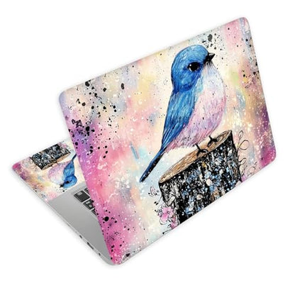 Universal Laptop Skin Decal, 3-Piece Vinyl Protector for 12 13 14 15.6" Notebook, Waterproof Anti-Scratch, Easy Trim & Bubble-Free Finish, Blue Birds sit on Flowery Piers - color: Blue Birds sit on Flowery Piers