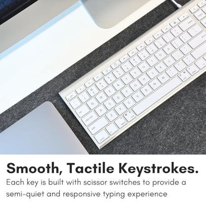Macally Wired Keyboard for Mac (Upgraded Dual USB A + C Plug) - USB C Keyboard - Ultra Slim, 20 Shortcuts, 110 Scissor Keys - Compatible with Apple MacBook Pro/Air, Mac mini, iMac, iPad - Silver - color: Silver