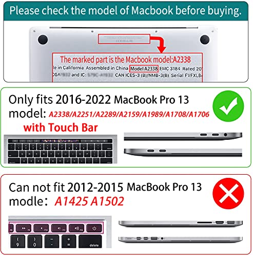 Teryeefi Compatible with MacBook Pro 13 inch Case 2020 2021 2022 2016-2019 Model M1 & M2 A2338 A2251 A2289, Hard Shell Keyboard Cover for Touch Bar, Tropical Leaf, Leaves - color: Tropical Leaves