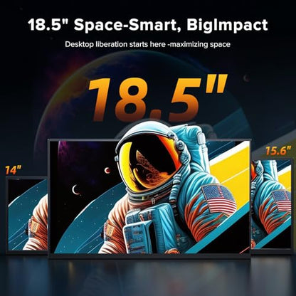 Portable Monitor 18.5'' 120Hz Gaming Monitor, 125%sRGB | 2000:1 | HDR| FreeSync Travel Monitor for Laptop Mac-Book PC, Built-in Stand & Speakers, VESA, USB HDMI Large Second Screen for Game Office - size: 18.5"