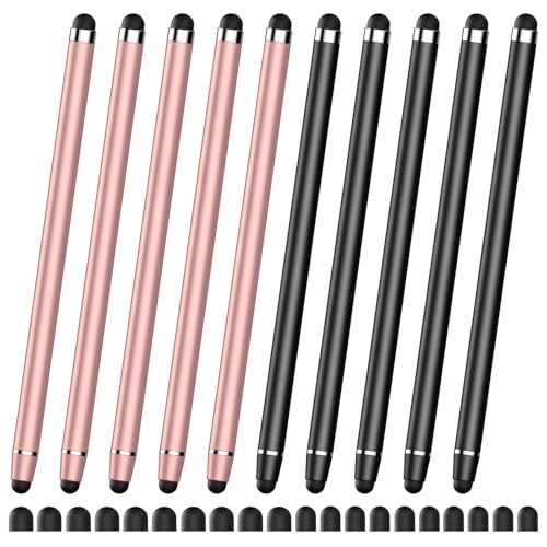 Stylus Pen for Touchscreen iPad Pencil,2-in-1 Stylus Pen for iPad | Rubber Tip,High Sensitivity,No Charging,Suitable for iPad,iPhone,Tablets,Nintendo Switch and Android Devices,20 Tips - color: Rose gold/Black